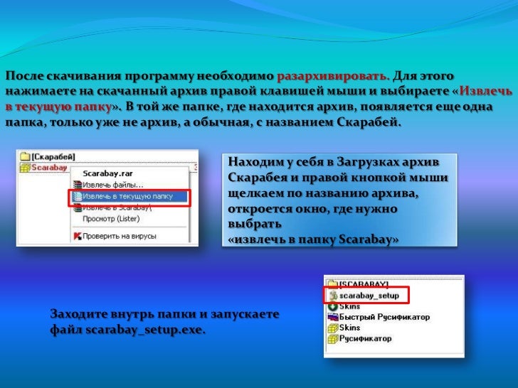 Русификатор для программы скарабей